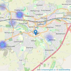 Fine & Country - Taunton listings heatmap