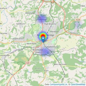 Fine & Country - Tunbridge Wells listings heatmap