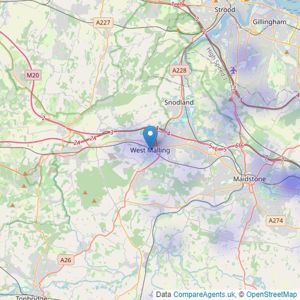 Fine & Country - West Malling listings heatmap