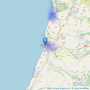 Fine and Country West Wales - Aberystwyth listings heatmap