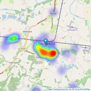 Firefly Homes - Paddock Wood listings heatmap