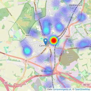 Flint & Co - Cannock listings heatmap