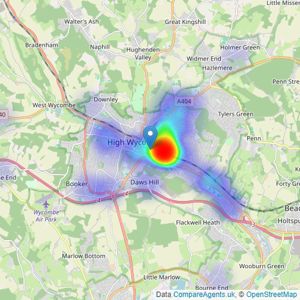 Ford & Partners - High Wycombe listings heatmap