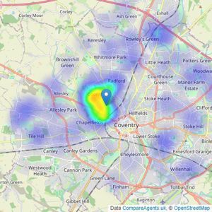 Foster Lewis & Co - Coventry listings heatmap