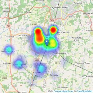 Fox & Sons - Burgess Hill listings heatmap