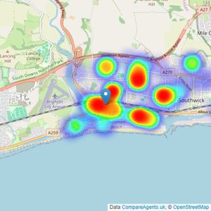 Fox & Sons - Shoreham By Sea listings heatmap