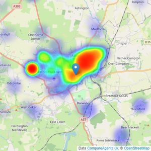 Fox & Sons - Yeovil listings heatmap