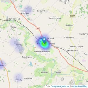 Fox Sales and Lettings - Kibworth Beauchamp listings heatmap