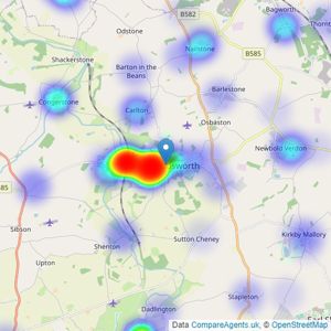 Fox Sales and Lettings - Market Bosworth listings heatmap