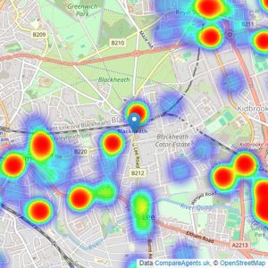 Foxtons - Blackheath listings heatmap