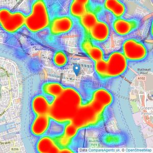 Foxtons - Canary Wharf listings heatmap