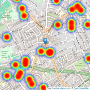 Foxtons - Crouch End listings heatmap