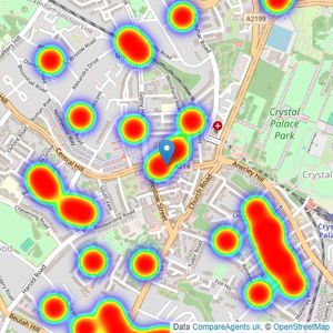 Foxtons - Crystal Palace listings heatmap