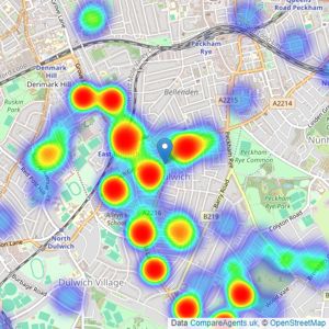 Foxtons - Dulwich listings heatmap