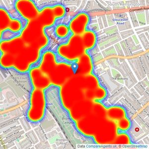 Foxtons - Earls Court listings heatmap