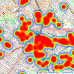 Foxtons - Elephant & Castle listings heatmap