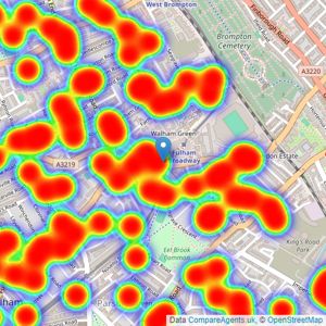 Foxtons - Fulham Broadway listings heatmap