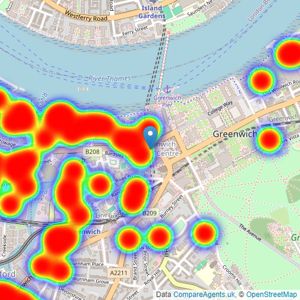 Foxtons - Greenwich listings heatmap