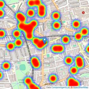 Foxtons - Hackney listings heatmap