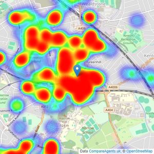 Foxtons - Harrow listings heatmap