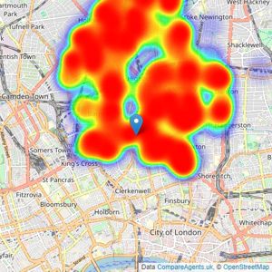 Foxtons - Islington listings heatmap