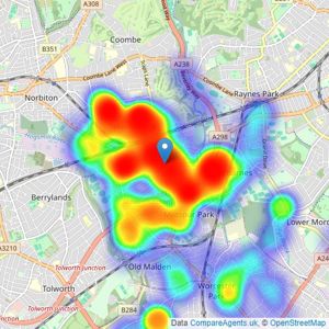 Foxtons - New Malden listings heatmap