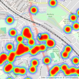 Foxtons - Norbury listings heatmap