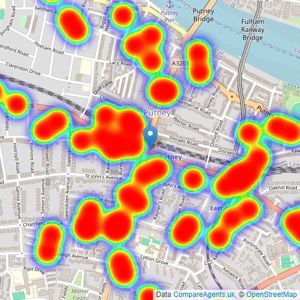 Foxtons - Putney listings heatmap