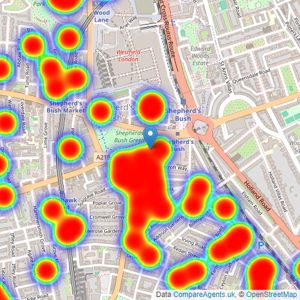 Foxtons - Shepherds Bush listings heatmap