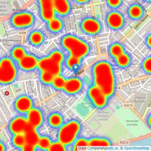 Foxtons - Sloane Square listings heatmap