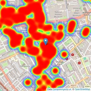 Foxtons - South Kensington listings heatmap