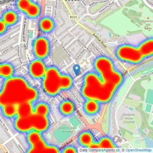 Foxtons - St Johns Wood listings heatmap