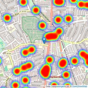 Foxtons - Stoke Newington listings heatmap