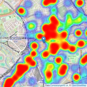 Foxtons - Stratford listings heatmap