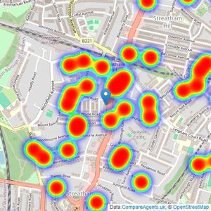 Foxtons - Streatham listings heatmap