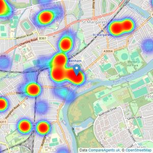 Foxtons - Twickenham listings heatmap