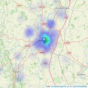 FreeAgent247.com HQ - Worcestershire listings heatmap