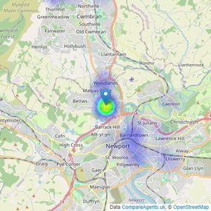 Freelancer Lets and Sales - Newport listings heatmap