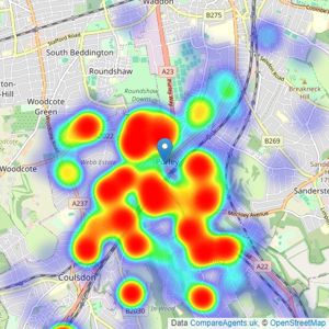 Frost Estate Agents - Purley listings heatmap