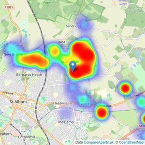 Frosts - Marshalswick listings heatmap