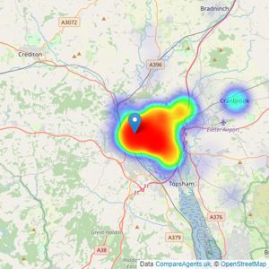 Fulfords - Exeter (City Centre) listings heatmap