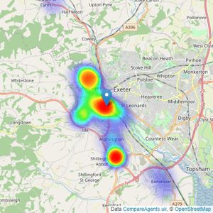 Fulfords - Exeter (Cowick Street) listings heatmap