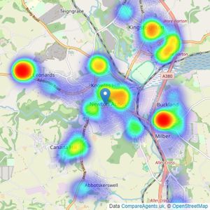 Fulfords - Newton Abbot listings heatmap