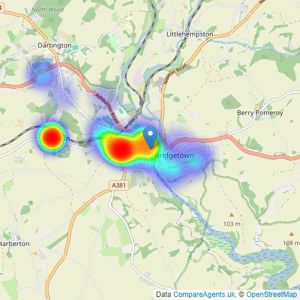 Fulfords - Totnes listings heatmap