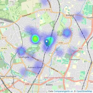 Fullers Estates - London listings heatmap