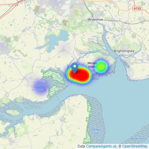 Game Estate Agents - West Mersea listings heatmap