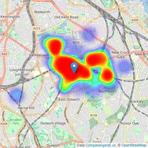 Gareth James Property - Peckham Rye listings heatmap