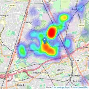 Gascoigne Halman - Heaton Moor listings heatmap