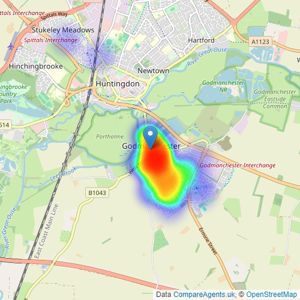 Gatehouse Estates - Godmanchester listings heatmap