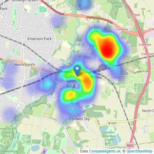 Gates Parish & Co - UPMINSTER listings heatmap